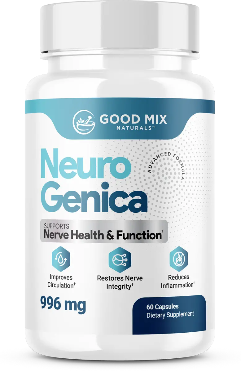 NeuroGenica bottle, 996 mg advanced formula, 60 capsules, dietary supplement for nerve health support